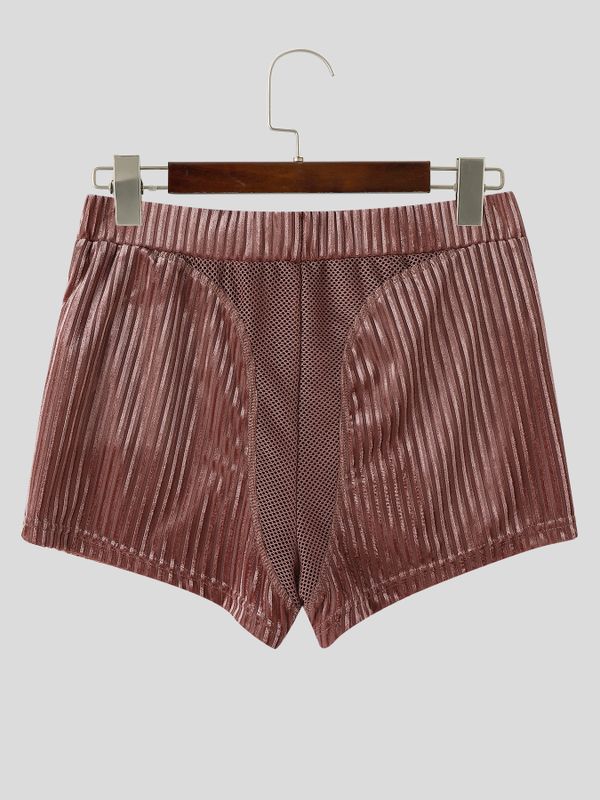Men's High-Waisted Ribbed Knit Mesh Patchwork Scrunch Butt Short SKUL70265