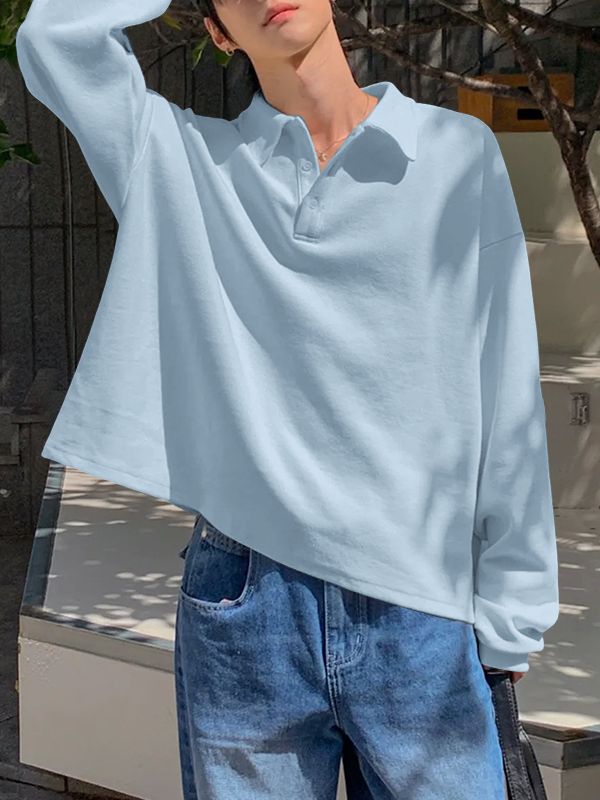 Men's Minimalist Solid Color Long Sleeve Shirt SKUL44026