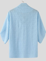 Men's Sheer Lace Draped Collar Long Sleeve T-Shirt SKUL37581