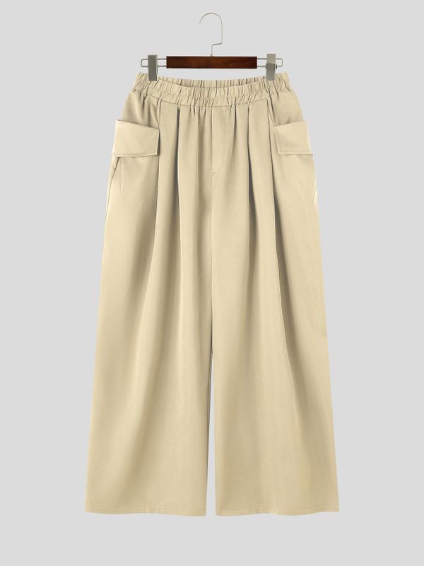 Men's Japanese Workwear City Walk Pleated Waist Flap Pocket Balloon Wide-Leg Pant SKUL85258