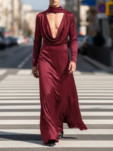 Men's Ribbon Cowl Neck Long Sleeve T-Shirt SKUL36357