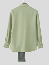 Men's Color Block Twist Tie Long Sleeve Shirt SKUL37294