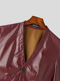 Mens PU Leather Puff Sleeve Crop Top SKUK29348