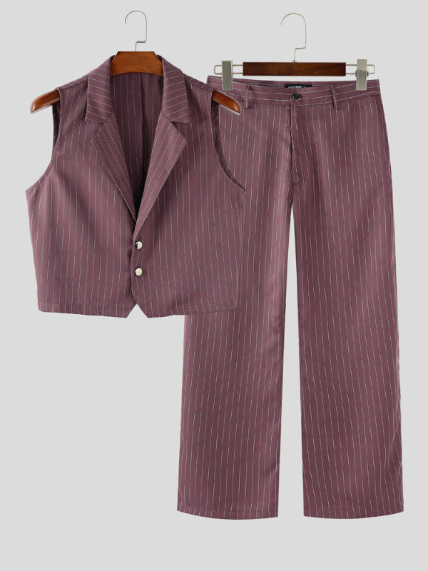 Men's Striped Casual Two Pieces Outfit SKUL23723