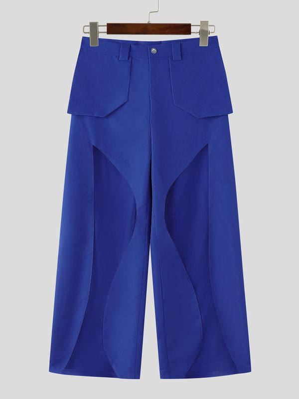 Men's Unisex Avant-Garde Thigh Cutout Mesh Paneled High Waist Baggy Wide Leg Pant SKUL64257