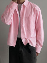 Men's Smart Chic Daily Commute Vertical Stripe Silk Satin Chest Pocket Shirt SKUL86800