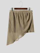 Men's Avant-Garde Deconstructed Asymmetric Drape Overlay Resort Beach Short SKUL71312