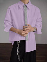 Men's Plaid Tie Long Sleeve Shirt SKUL36327