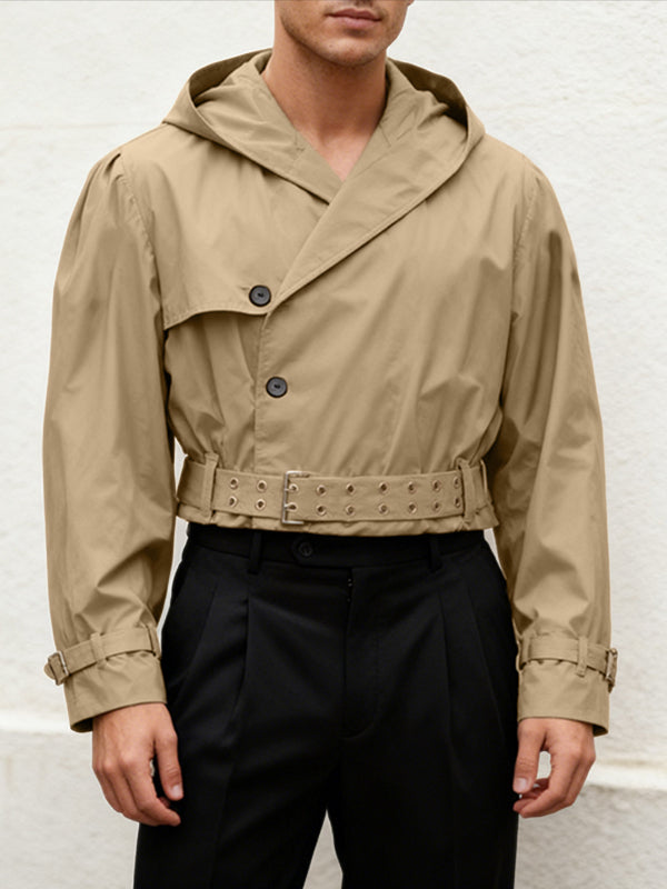 Men's Solid Color Hooded Long Sleeve Jacket SKUL45314