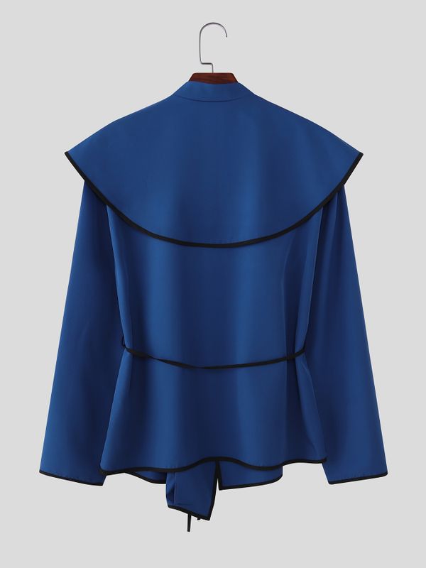 Men's Contrast Color Bold Edge Lace Up Long Sleeve Cardigan SKUL52024