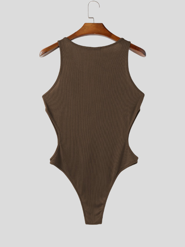 Mens Cut-Out Drawstring Sleeveless Bodysuit SKUL13030