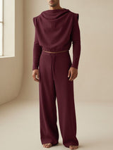 Men's Solid Color Padded Shoulder Two Pieces Outfit SKUL36360