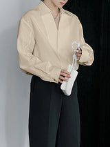 Men's Solid V Neck Long Sleeve Shirt SKUL30770