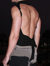 Men's Deconstructed Open Back Lace Up Tank SKUL41252