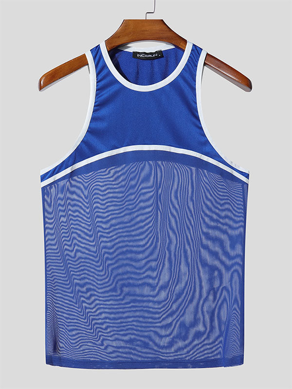Men's Sheer Mesh Patchwork Tank SKUL22228