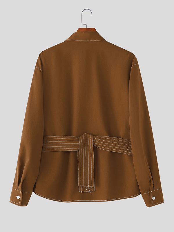 Men's Contrast Stitch Long Sleeve Shirt SKUL39701