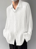 Mens Solid Texture Casual Long Sleeve Shirt SKUK45333