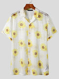 Mens Sunflower Print Lace Revere Collar Shirt SKUK14242