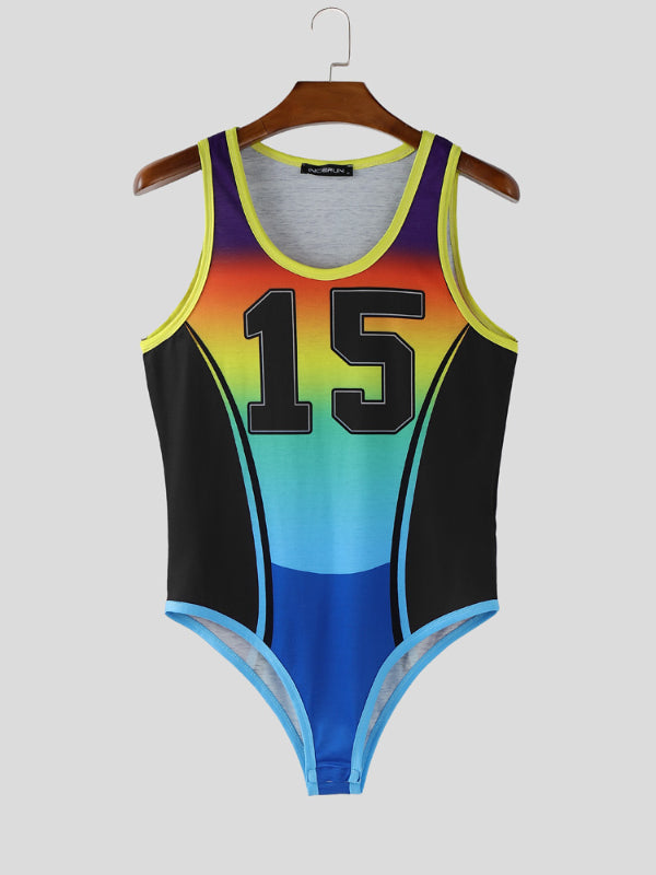 Men's Number Print Gradient Bodysuit SKUL22185