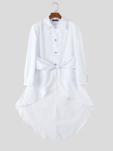 Men's Striped Twist Belt Long Sleeve Blazer SKUL33053