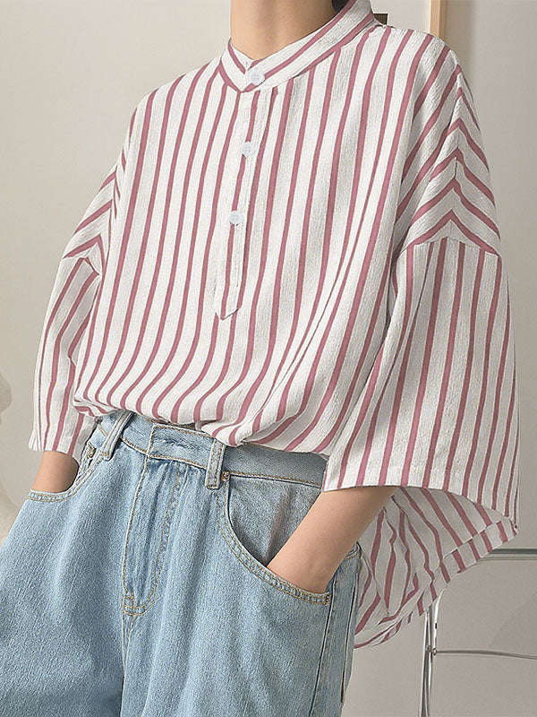 Men's Loose Stripe Half Sleeve Shirt SKUL28485