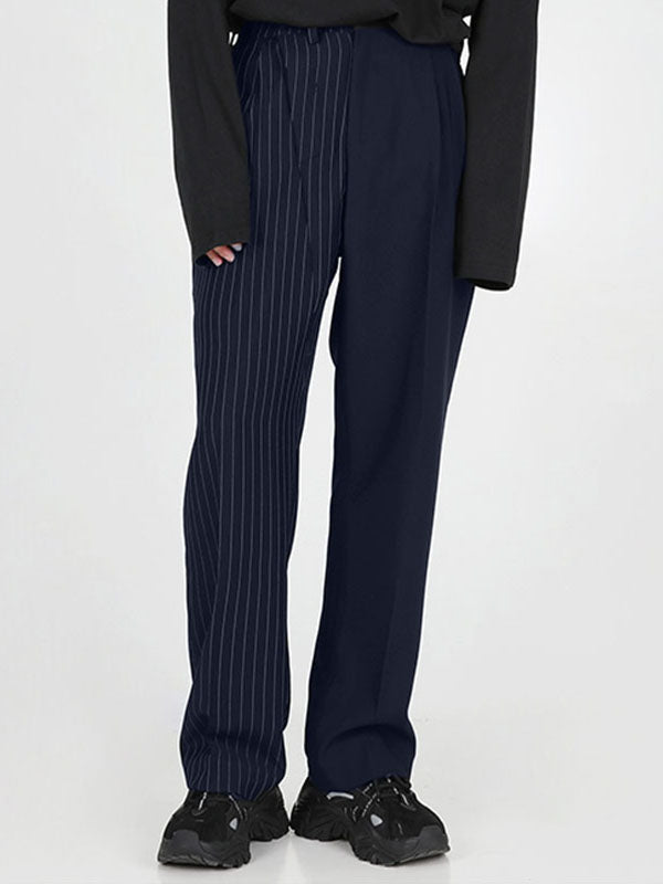 Mens Striped Patchwork Casual Straight Pants SKUJ93480
