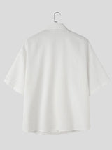 Men's Summer Vacation Textured Single Button Crinkled Shirt SKUL81107