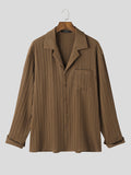 Mens Solid Texture Revere Collar Casual Shirt SKUK21612