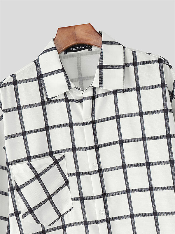 Men's Plaid Casual Long Sleeve Shirt SKUL23760