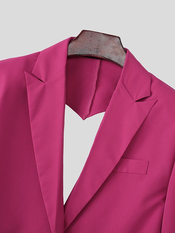 Men's Deconstructed Backless Heart Waist Cinched Blazer SKUL42270