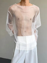 Men's Sheer Mesh Loose Long Sleeve T-Shirt SKUL29790