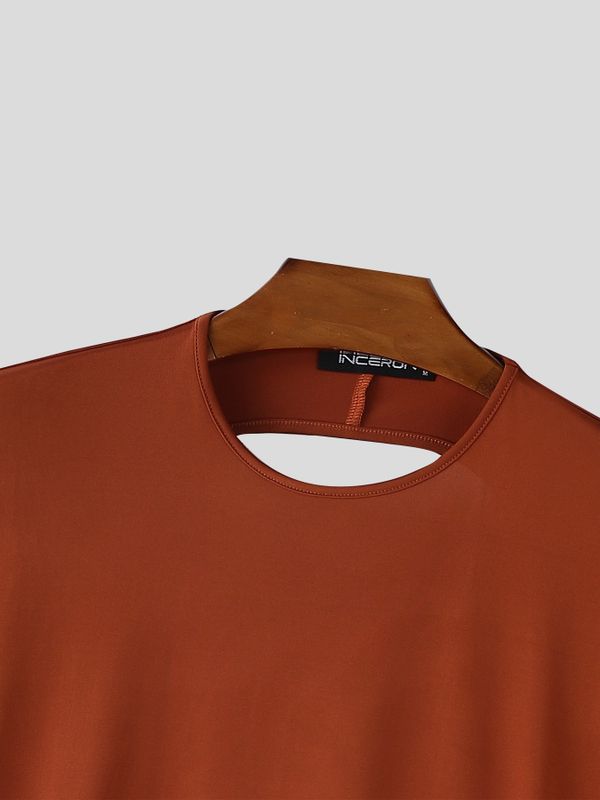 Men's Back Hollow Knit Long Sleeve T-shirt SKUL52644