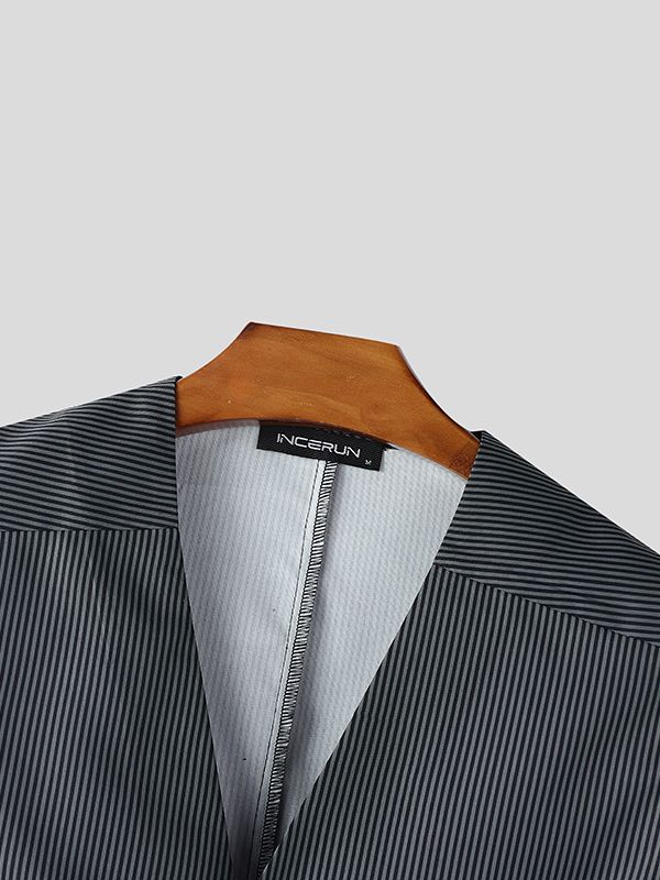 Men's Solid Color Stripe Casual Waistcoat SKUL47735
