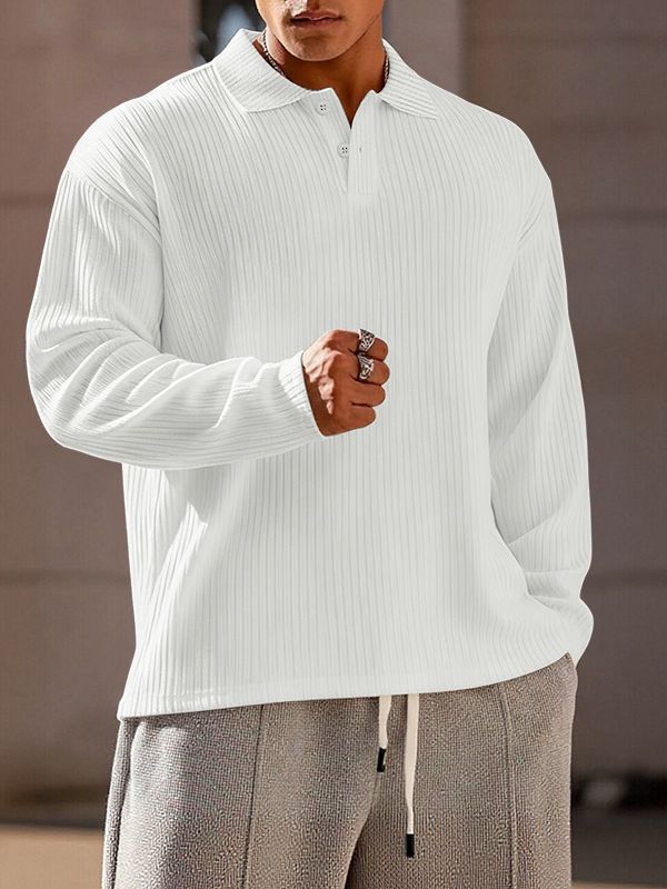 Men's Minimalist Textured Long Sleeve Shirt SKUL46298