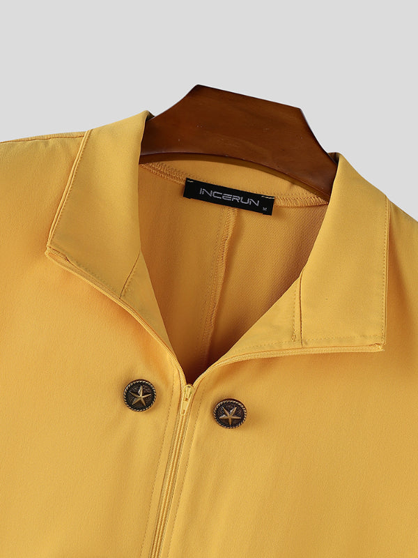 Mens Double-Breasted Long Hem Sleeveless Cardigan SKUL23512