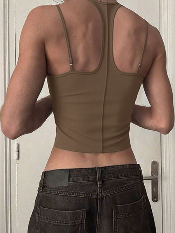 Men's Solid Color Casual Cropped Tank SKUL22292