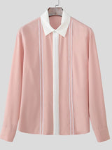 Men's Contrast Color Line Long Sleeve Shirt SKUL48853