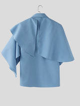 Men's Solid Color Shawl Patchwork Wide Sleeve Shirt SKUL28260