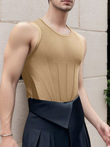 Mens Solid Color Drawstring Waist Casual Tank SKUL14001