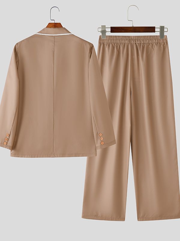 Men's Contrast Color Outline Two Pieces Outfit SKUL29589