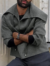 Men's Solid Color Sailor Collar Pullover Long Sleeve Hoodie SKUL47683