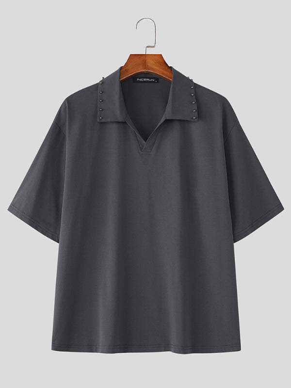 Men's Solid Color Lapel Casual Shirt SKUL23767