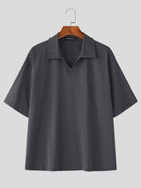 Men's Solid Color Lapel Casual Shirt SKUL23767