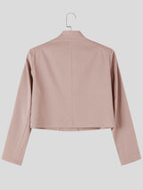 Men's Neo-Chinese Chic Evening Gala Asymmetric Slanted Button Stand Collar Cropped Blazer SKUL85479