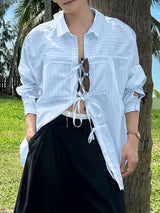 Men's Tie Striped Long Sleeve Shirt SKUL31907