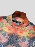 Mens Floral Print Mesh Long Sleeve T-Shirt SKUK27840