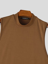 Men's Casual Long Hem Crew Neck Tank SKUL58887