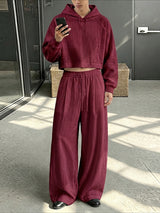 Men's Early Autumn Minimalist Crinkled Crop Two Pieces Outfit SKUL79626