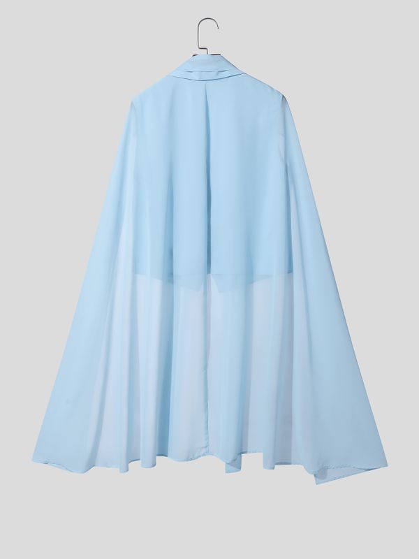 Men's Avant-Garde Runway Cropped Long Sheer Cape Waistcoat SKUL56322