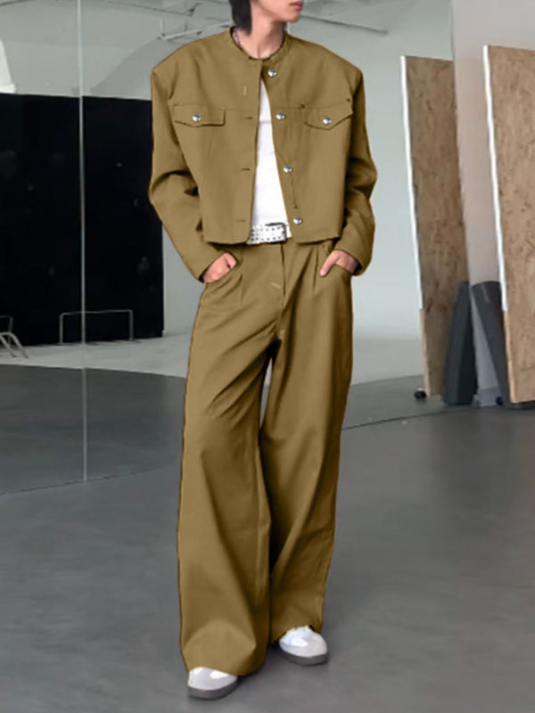 Men's Solid Color Casual Two Pieces Outfit SKUL36394